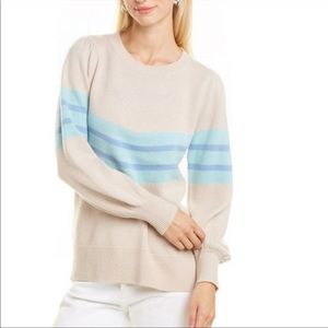 Sail to Sable Cream Sweater with Blue Stripes top shirt size XS preppy work